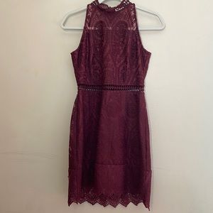 New plum high neck dress